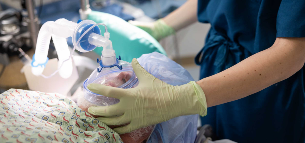 Patient undergoing anesthesia in the OR