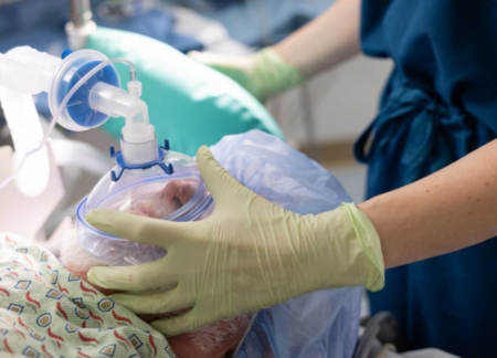 Patient undergoing anesthesia in the OR
