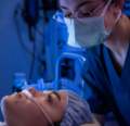 CRNA applying oxygen to female patient
