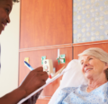 CRNA going through checklist with patient