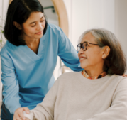 Family member caring for loved one post surgery